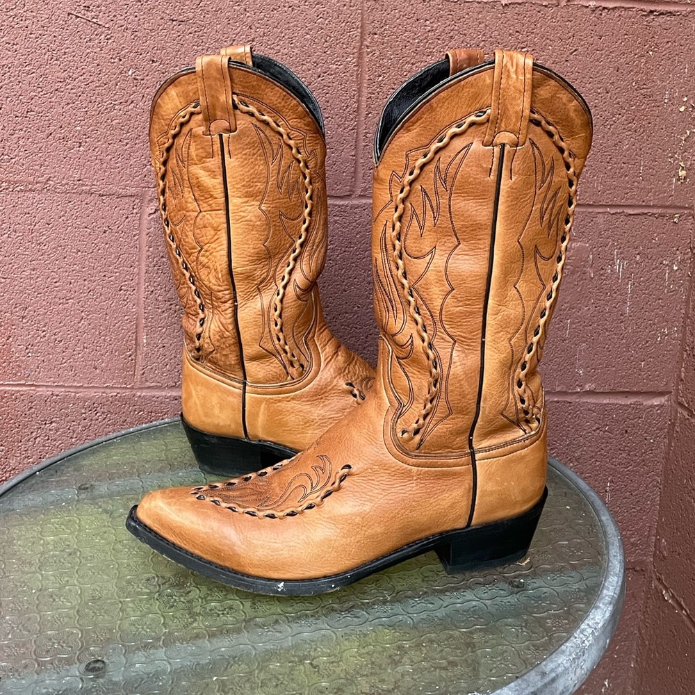 Dan Post vintage Western Leather Tan Cowboy Boots Size 8.5 D Men’s